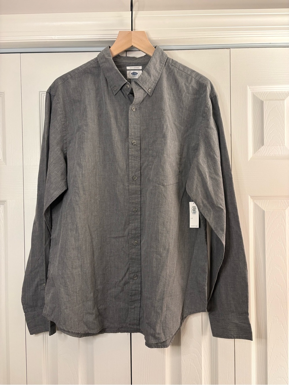 Men’s Old Navy gray slim-fit long-sleeve button-down dress shirt size L NWT